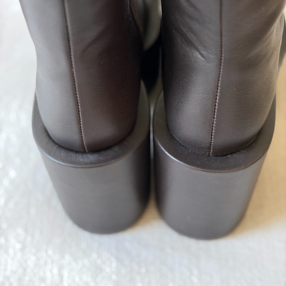 Anthropologie NWT Paloma Barcelo Brown  wedge platform Booties Great Statement - Picture 10 of 10